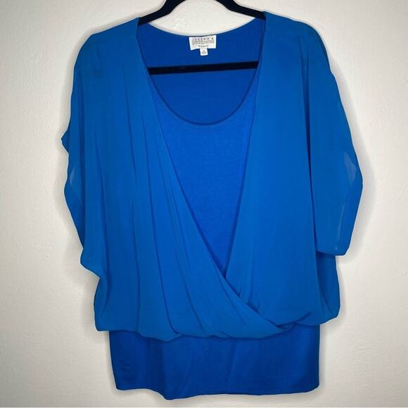 Y2K Joseph A  Blouse SZ 1X Cobalt  Blue Women's Drape 1980’s-90’s Boho - Picture 1 of 9